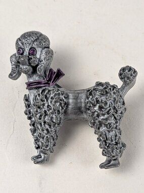 Vintage Gray Spaghetti-Style Poodle Brooch